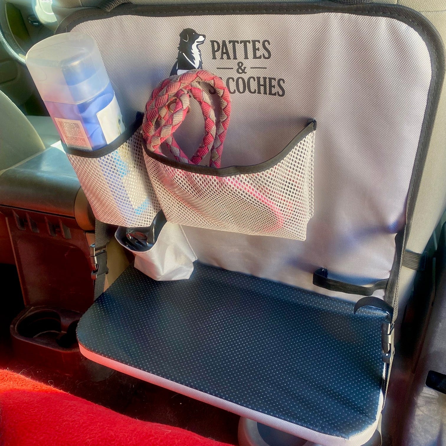 Organisateur de voiture pour chien – Plateau relevable, antidérapant et waterproof